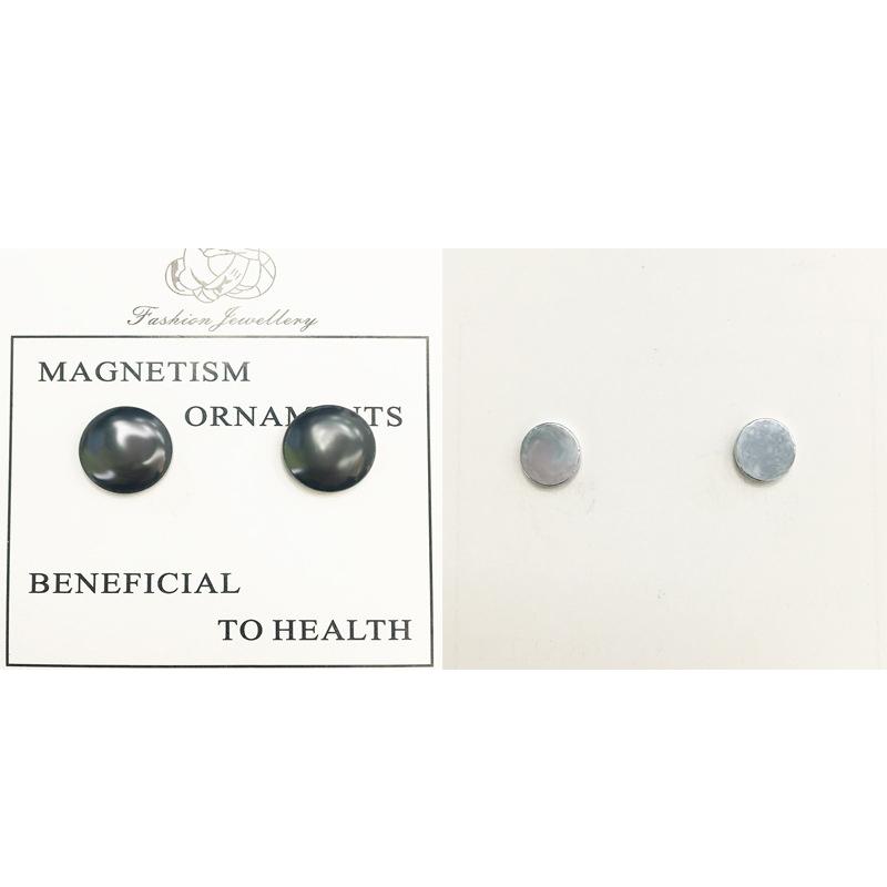 2 Pair Black Stone Magnetic Therapy Stud Earrings