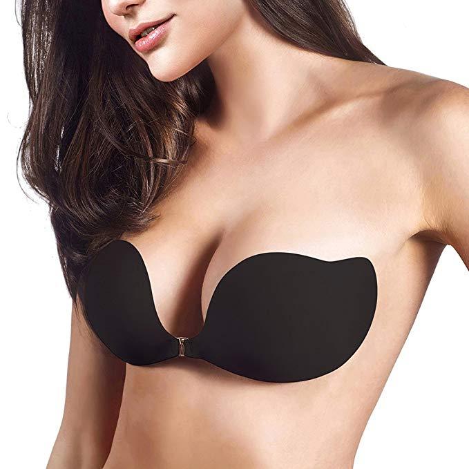 Push up Strapless Self Adhesive Plunge Bra Invisible Backless Sticky Bras -  Clear