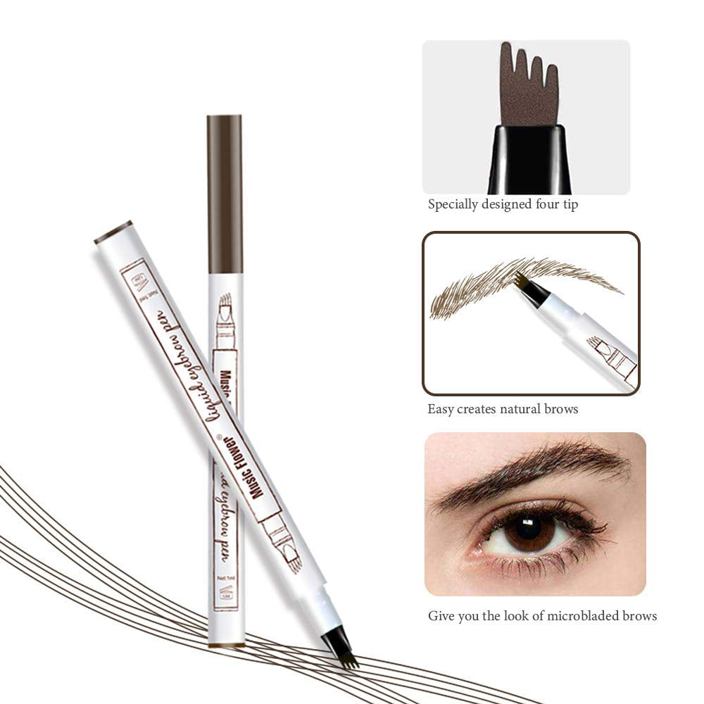 2pcs Waterproof Tattoo Eyebrow Ink Pen with 4 Tips Fork