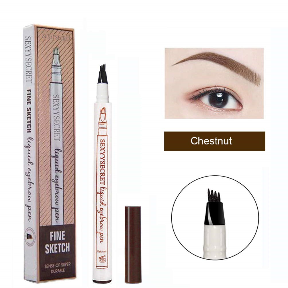 2pcs Waterproof Tattoo Eyebrow Ink Pen with 4 Tips Fork