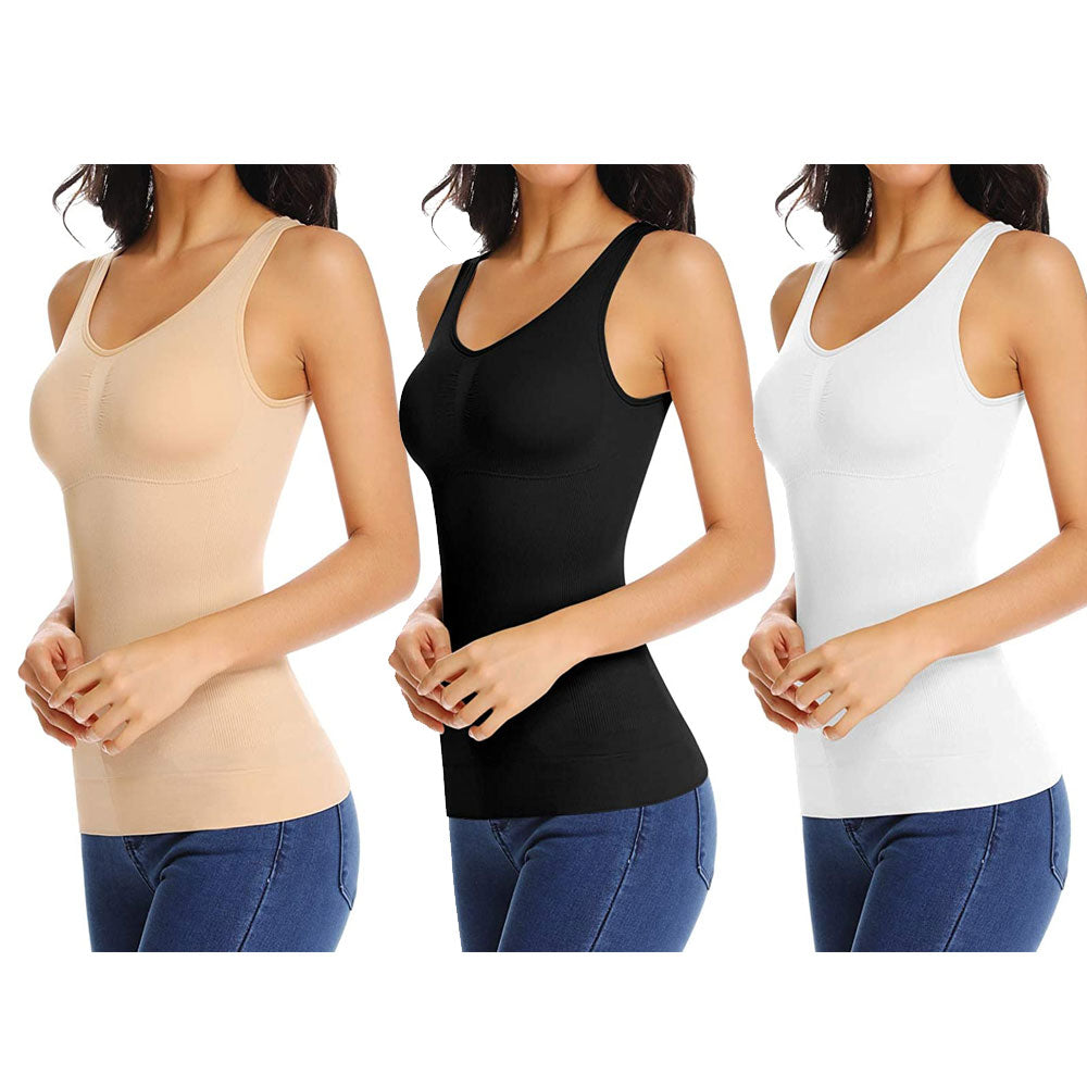Packs Women Cami Shaper Tank Top with Built in Bra Removable
