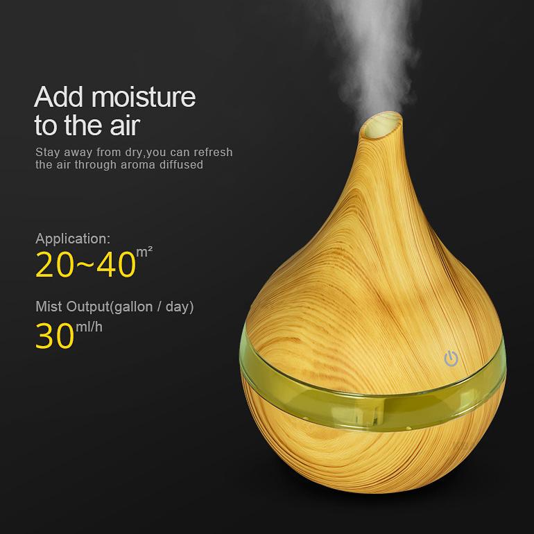 300ml USB Electric Essential Oil Diffuser Ultrasonic Mist Humidifier