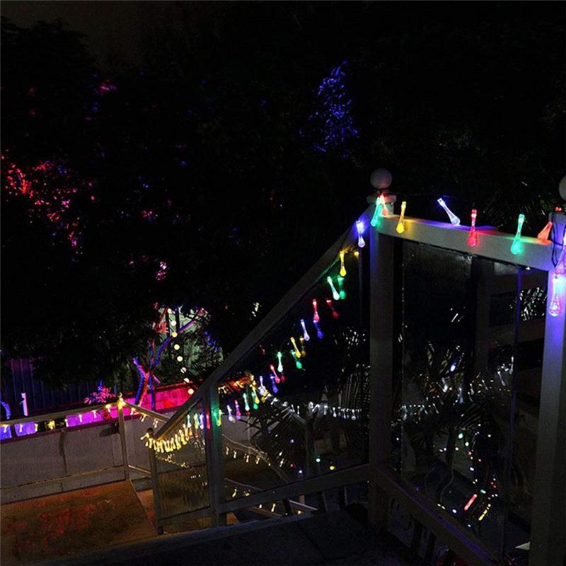 30 LED Water Drop Solar Powered Waterproof Fairy String Lights