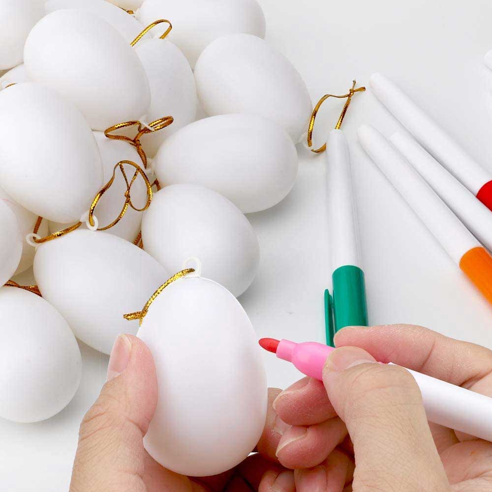 30pcs Plastic Easter Eggs White Blank for DIY Painting and Decorating