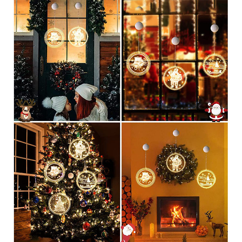 3D Christmas Hanging Window Decorative Lights with Sticking and Suction Cup