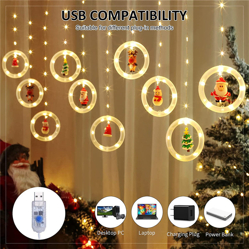 Christmas Decor Curtain Ring Windows Lights Ornament