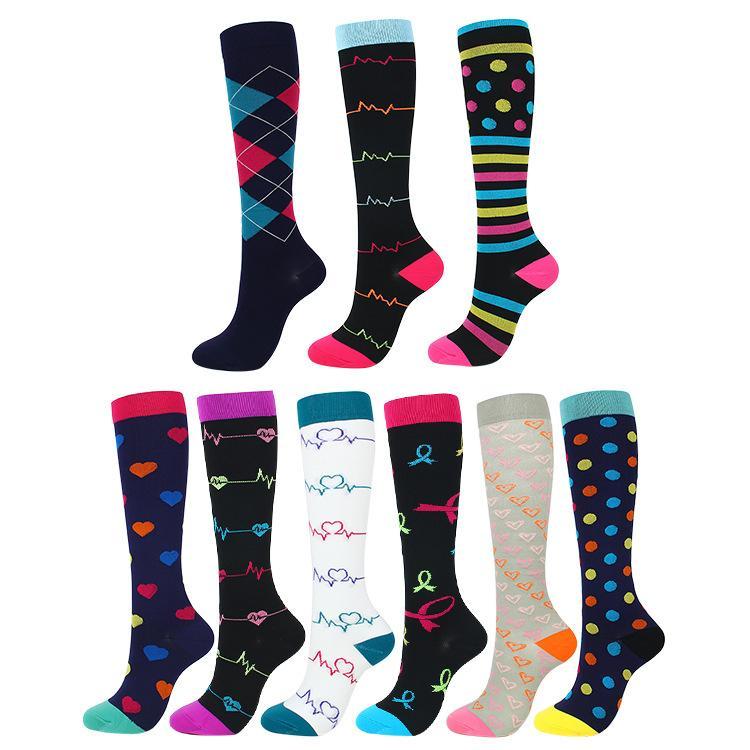 Knee-High Compression Socks Sports Nylon Stockings for Women & Men