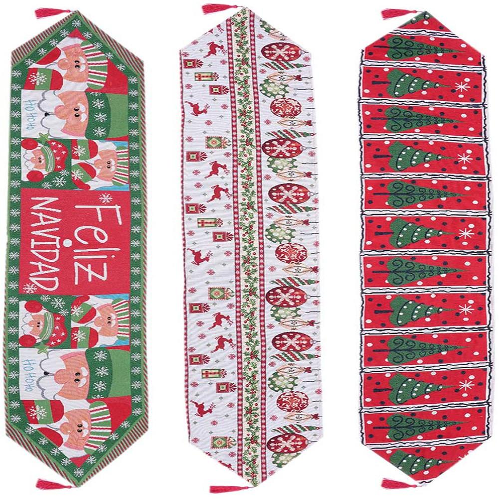 3pcs Christmas Table Runner Knitting Flag