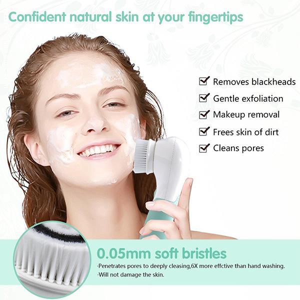 USB Rechargeable Electric Rotating Facial Cleansing Brush Massager