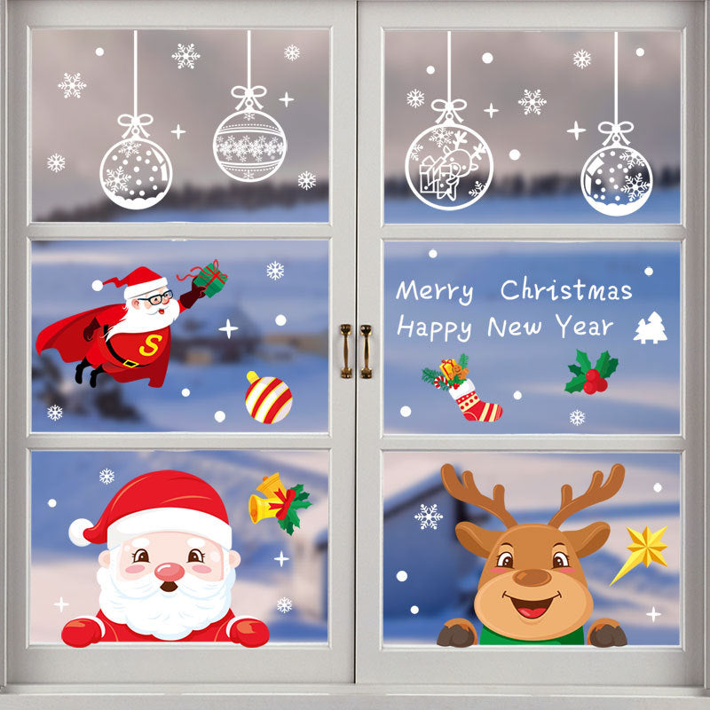 4 Sheets Christmas Santa Window Clings Stickers Window Decor