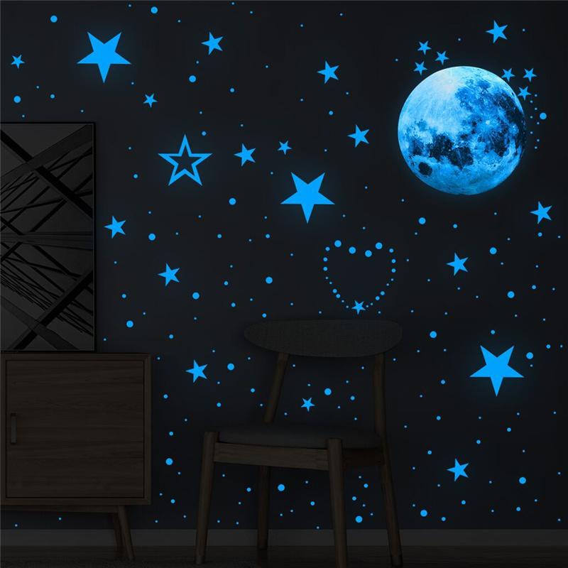 435pcs/Set Luminous Wall Sticker Decal Moon Stars Room Bedroom Home Decoration