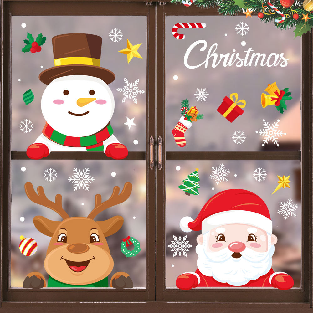 4 Sheets Christmas Santa Window Clings Stickers Window Decor