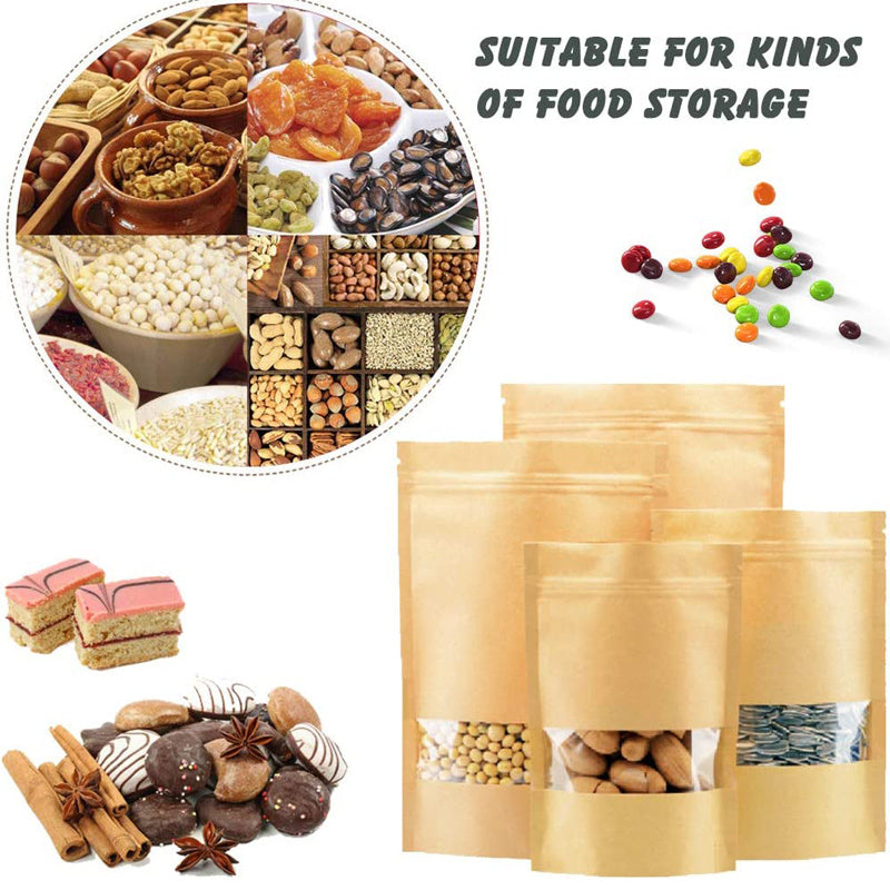 Locking Packing Paper 50PCs Resealable Kraft Paper Zip Lock Bags – Wise Living NZ