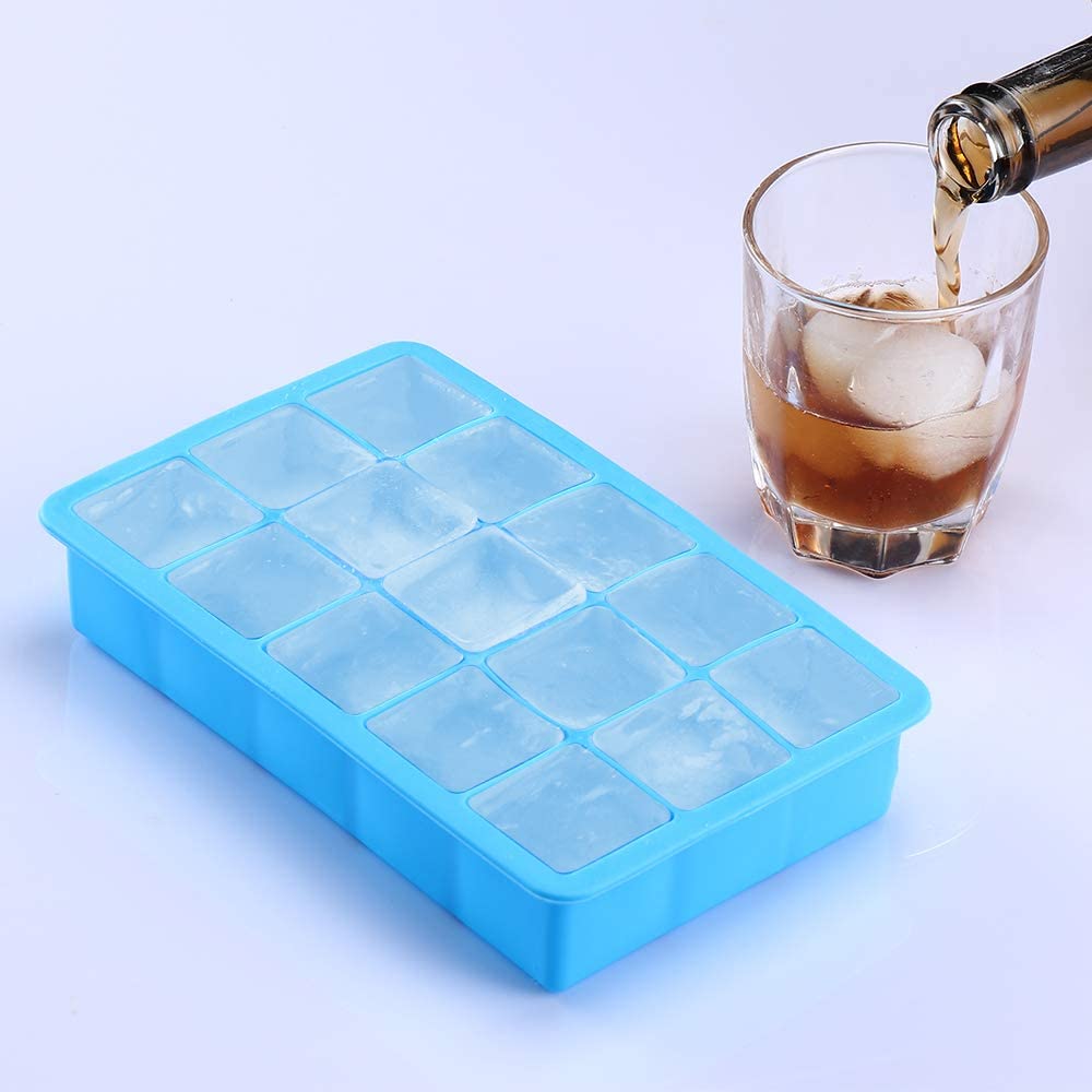 15-Cube Silicone Ice Cube Trays Easy-Release Flexible Ice Cube Mould Makers