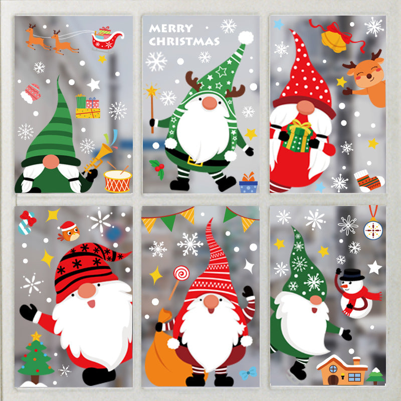 6 Sheets Christmas Santa Window Clings Stickers Window Decor