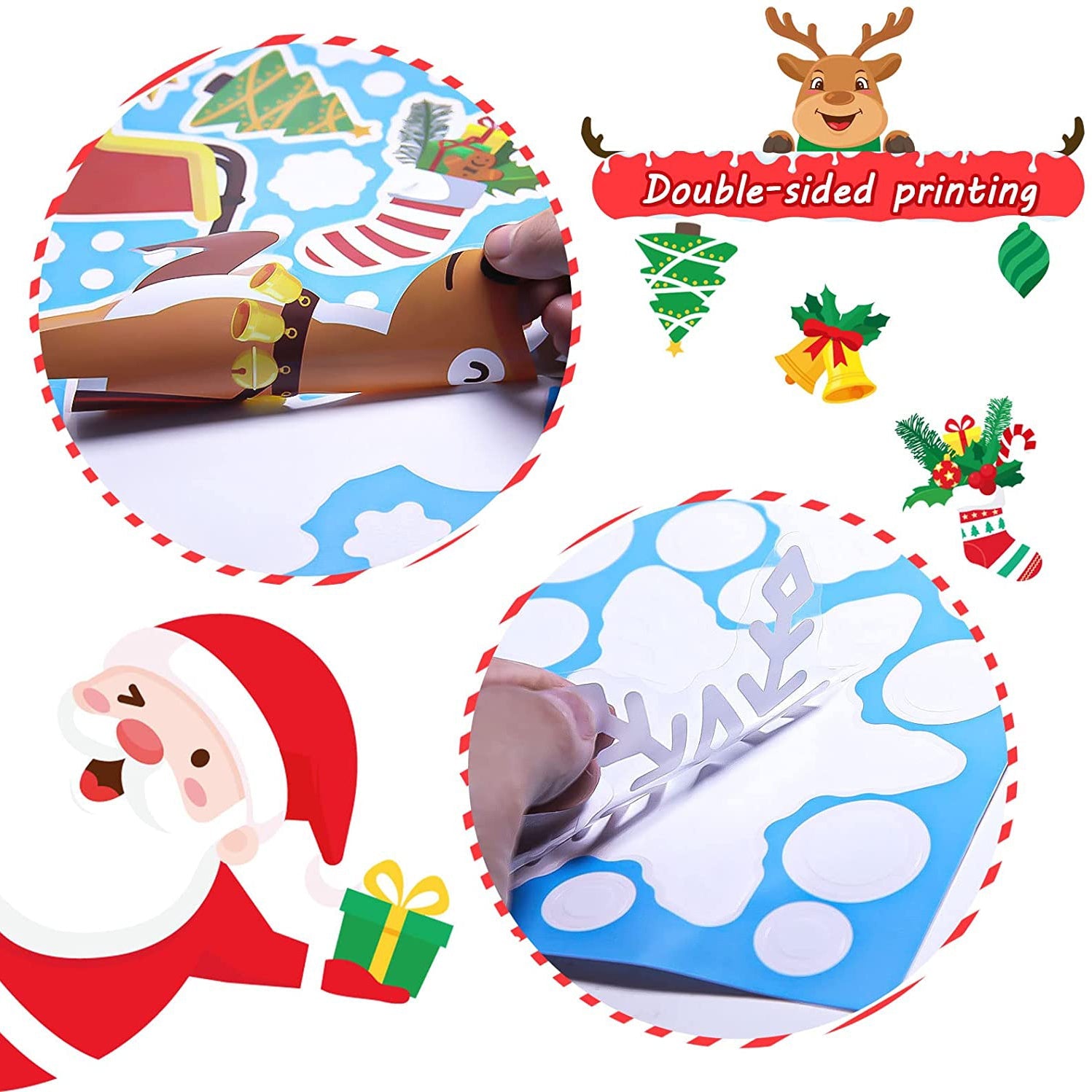 6 Sheets Christmas Santa Window Clings Stickers Window Decor