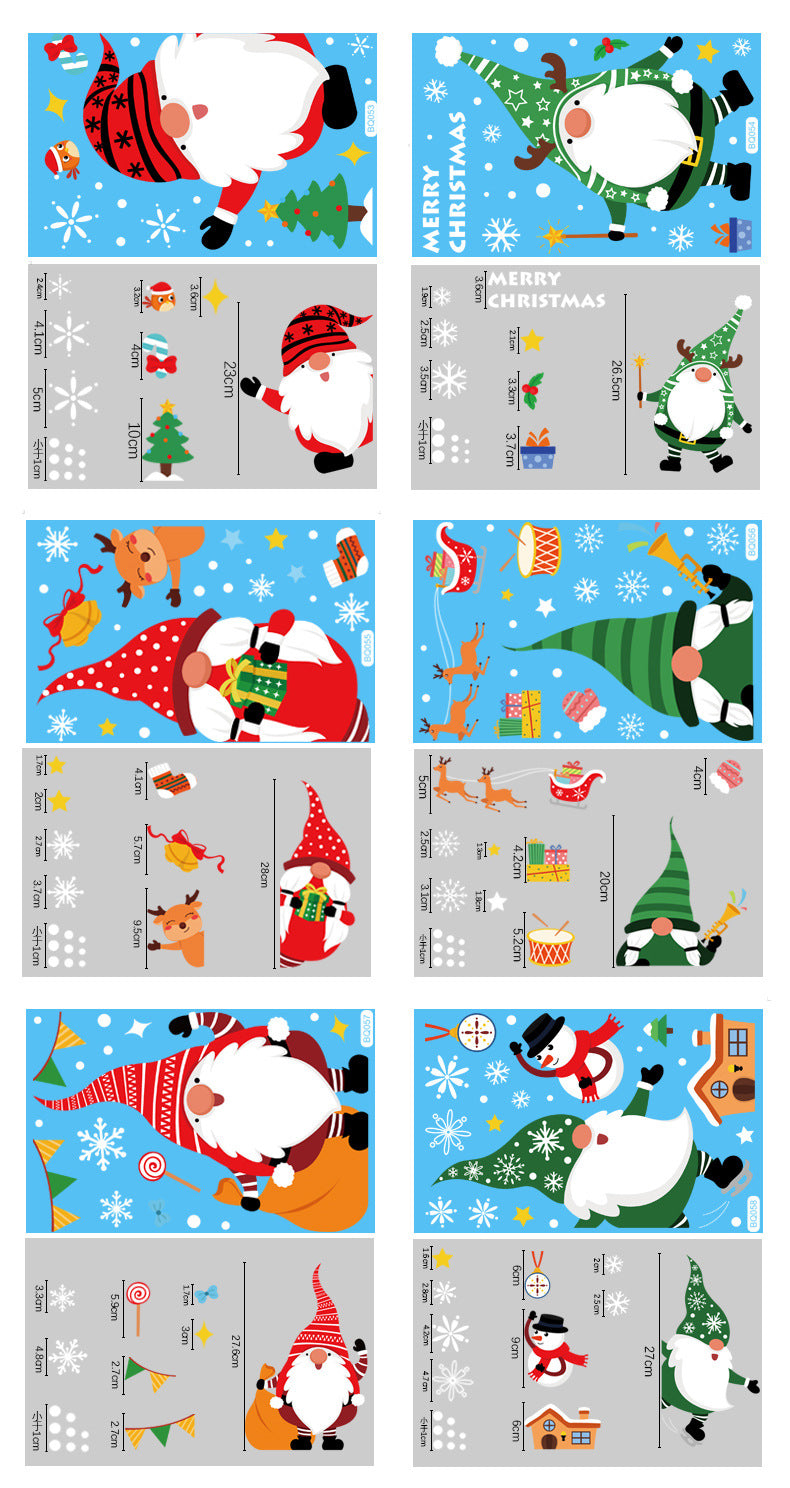 6 Sheets Christmas Santa Window Clings Stickers Window Decor