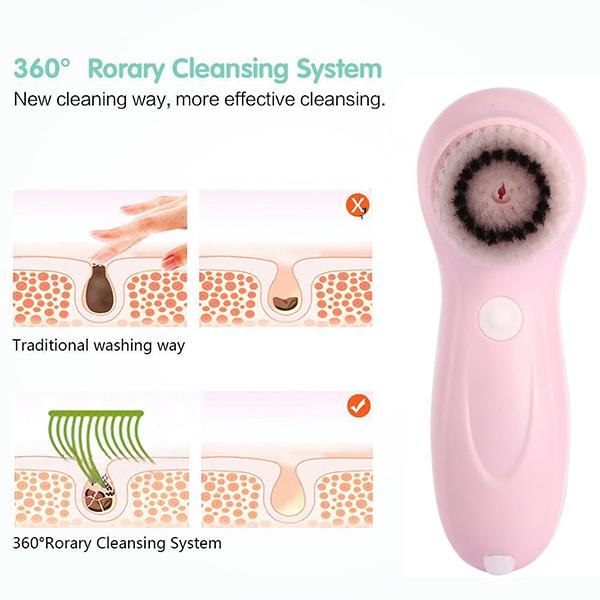 USB Rechargeable Electric Rotating Facial Cleansing Brush Massager