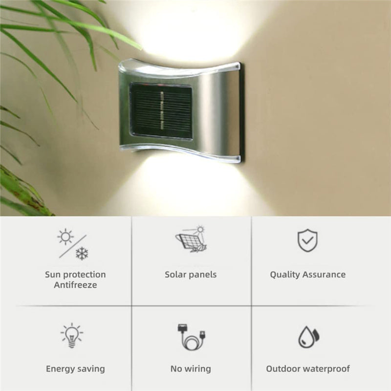 6 LED Solar Outdoor Wall Sconce Lights Sunlight Sensor Garden Porch Lamp