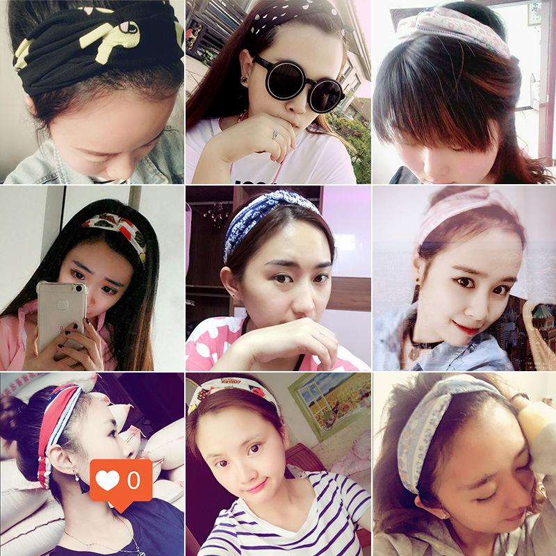 6pcs Cross Knot Chiffon Floral Headband Elastic Headwear Head Wrap