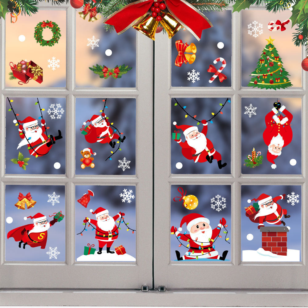 8 Sheets Christmas Santa Window Clings Stickers Window Decor