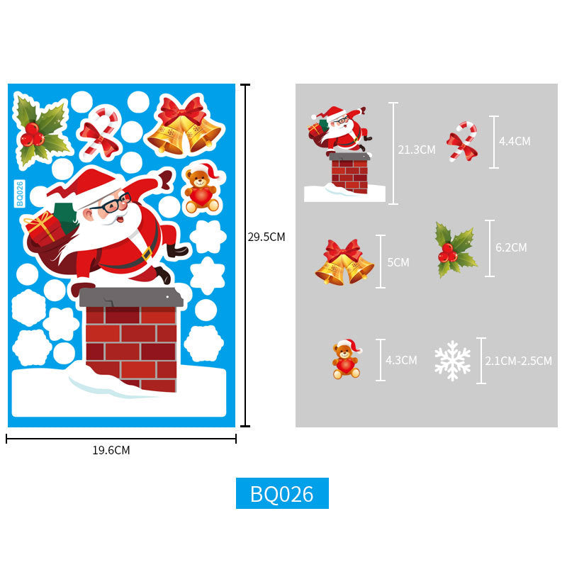 8 Sheets Christmas Santa Window Clings Stickers Window Decor