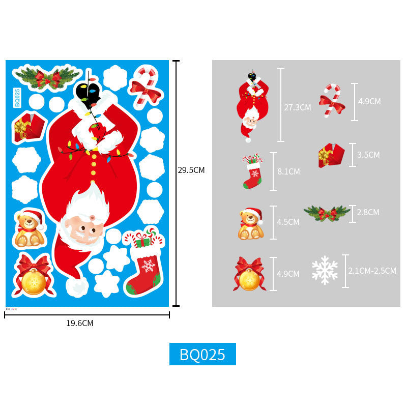 8 Sheets Christmas Santa Window Clings Stickers Window Decor