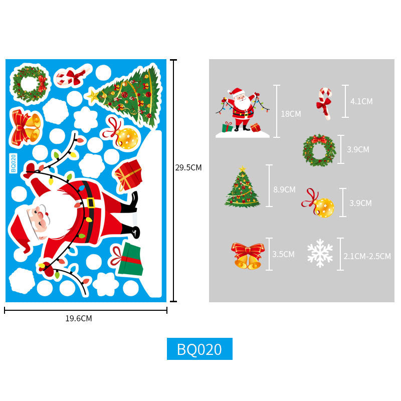 8 Sheets Christmas Santa Window Clings Stickers Window Decor