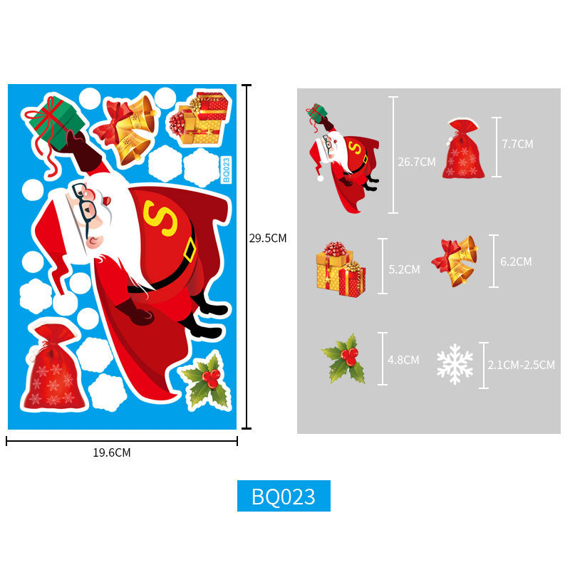 8 Sheets Christmas Santa Window Clings Stickers Window Decor