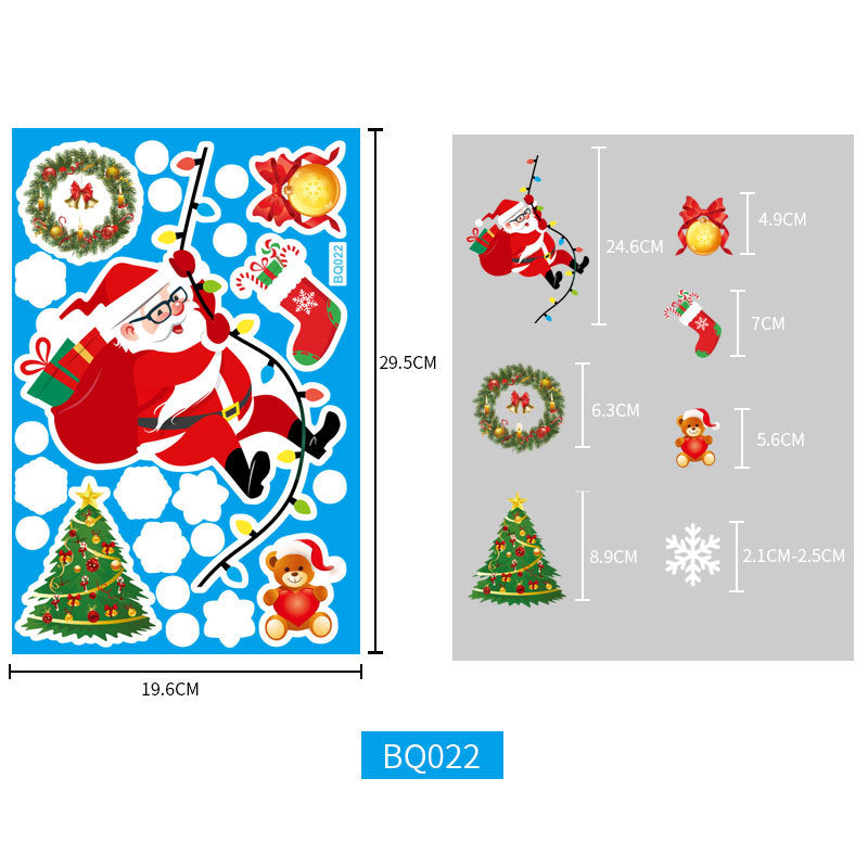 8 Sheets Christmas Santa Window Clings Stickers Window Decor