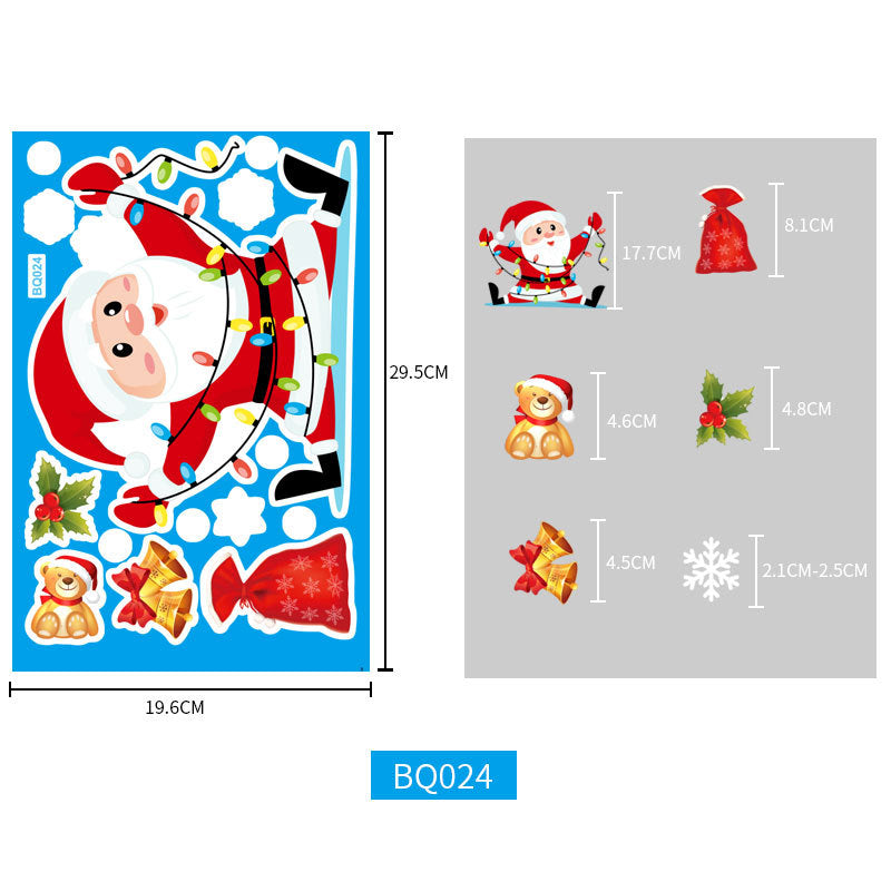 8 Sheets Christmas Santa Window Clings Stickers Window Decor