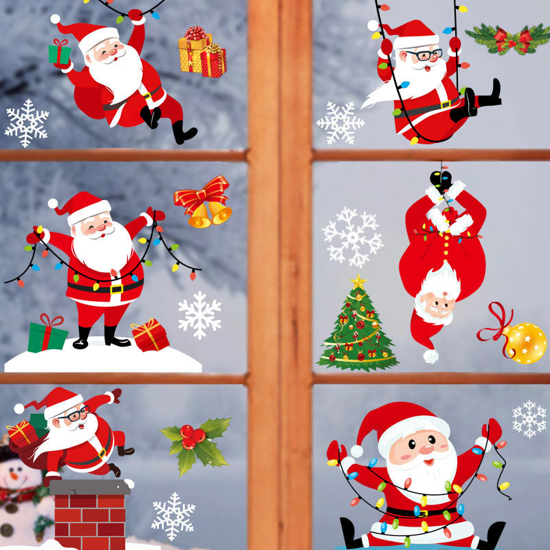 8 Sheets Christmas Santa Window Clings Stickers Window Decor