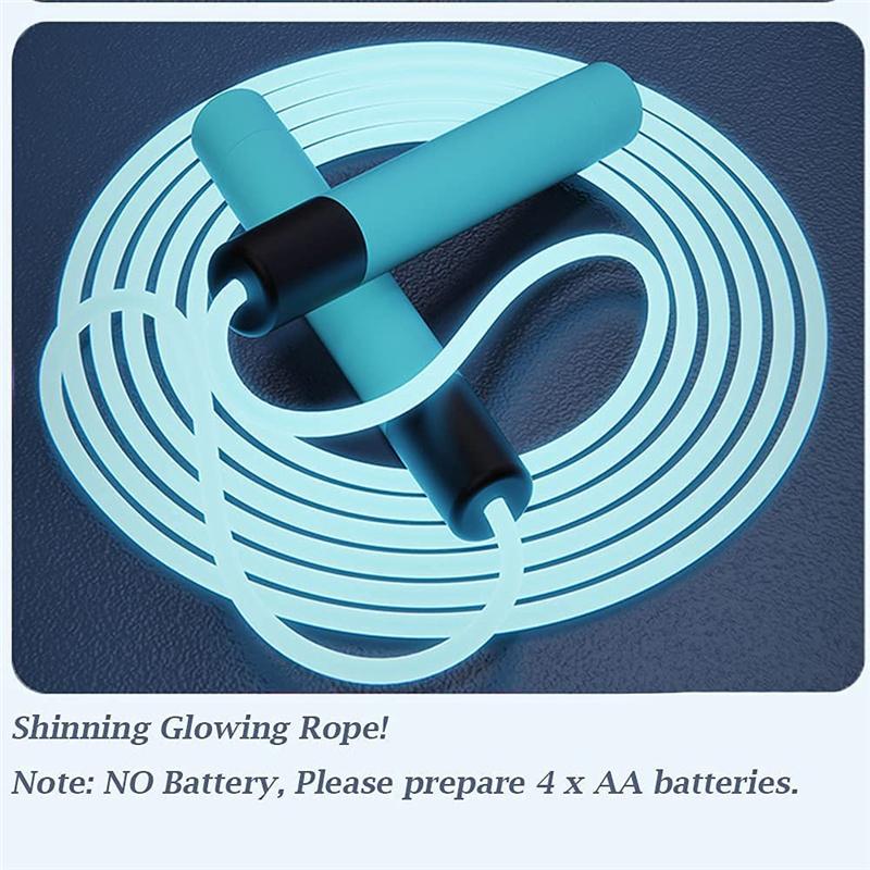 Adjustable LED Light Glowing Jumping Skipping Rope Fitness Exercise Indoors Outdoors