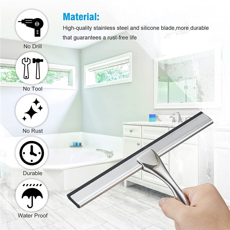 Stainless Steel Bathroom Window Car Shower Squeegees with Hook