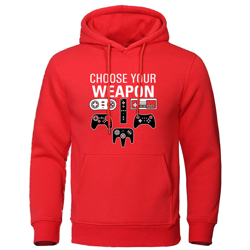 Funny Humor Print Hoodie Choose Your Weapon Hooded Sweatshirt