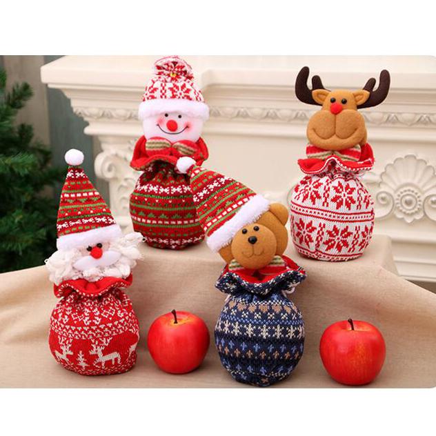 3pcs Cute Apple Bags Drawstring Christmas Gift Candy Wrapping Bags