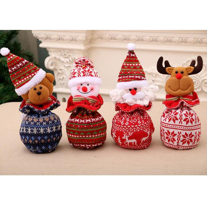 3pcs Cute Apple Bags Drawstring Christmas Gift Candy Wrapping Bags