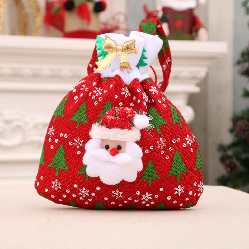 3pcs Santa Sacks Drawstring Christmas Gift Bags Cute Apple Bags Wrapping