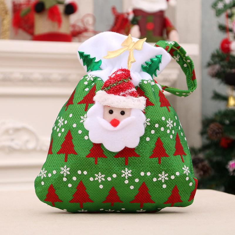 3pcs Santa Sacks Drawstring Christmas Gift Bags Cute Apple Bags Wrapping