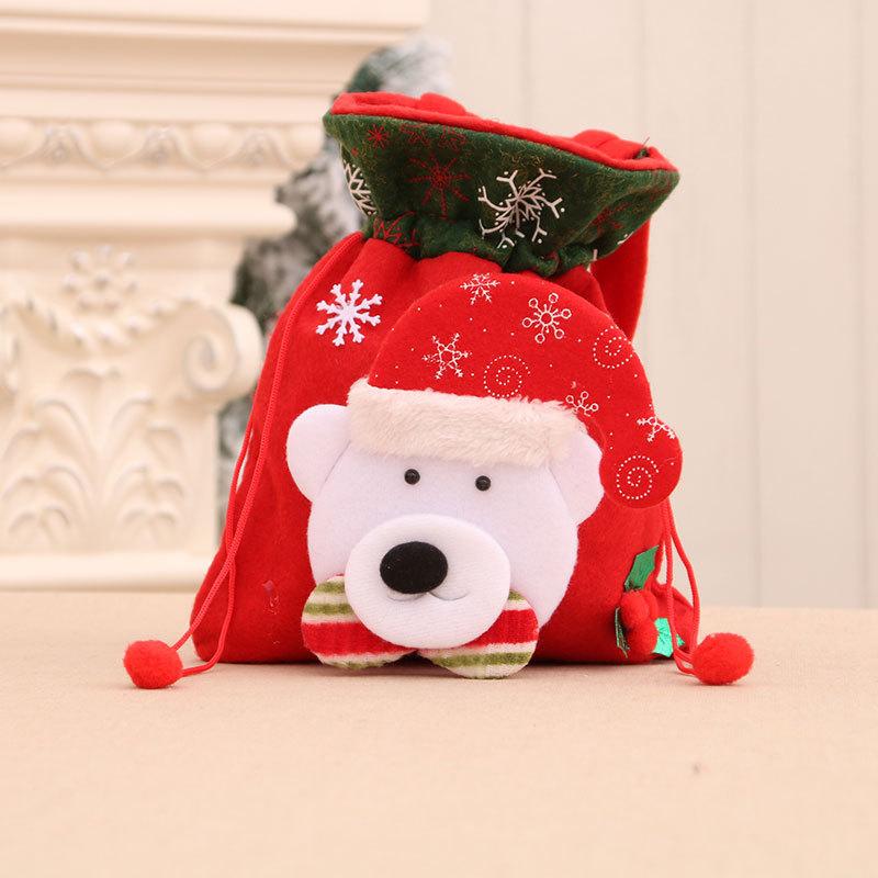 3pcs Drawstring Christmas Gift Bags Cute Apple Bags Candy Wrapping