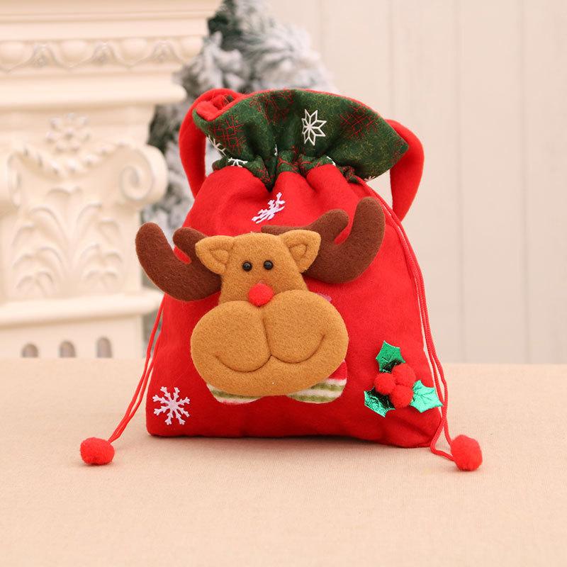 3pcs Drawstring Christmas Gift Bags Cute Apple Bags Candy Wrapping