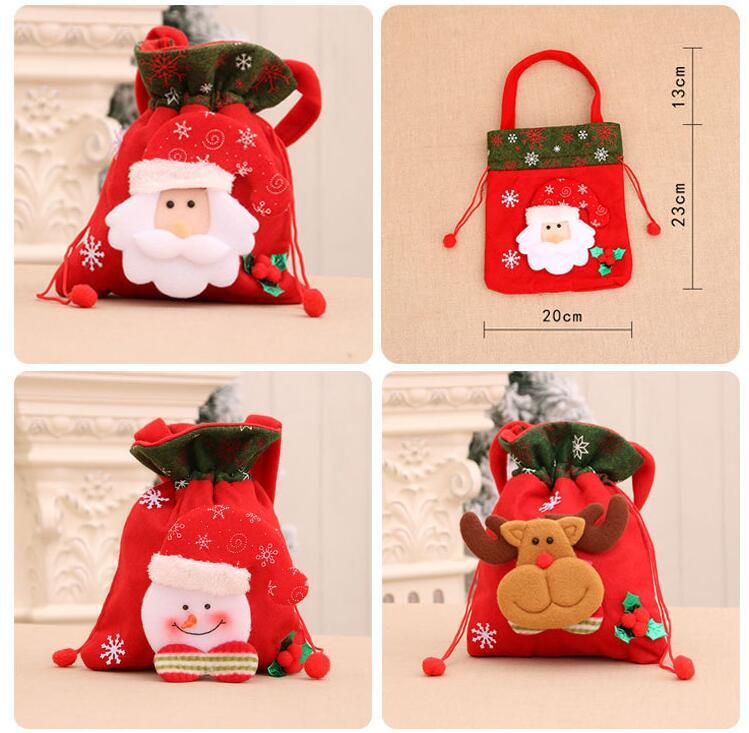 3pcs Drawstring Christmas Gift Bags Cute Apple Bags Candy Wrapping