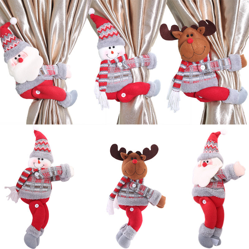 Adorable 3D Christmas Curtain Tiebacks – Santa, Snowman, Elk Designs Buckle Holdbacks