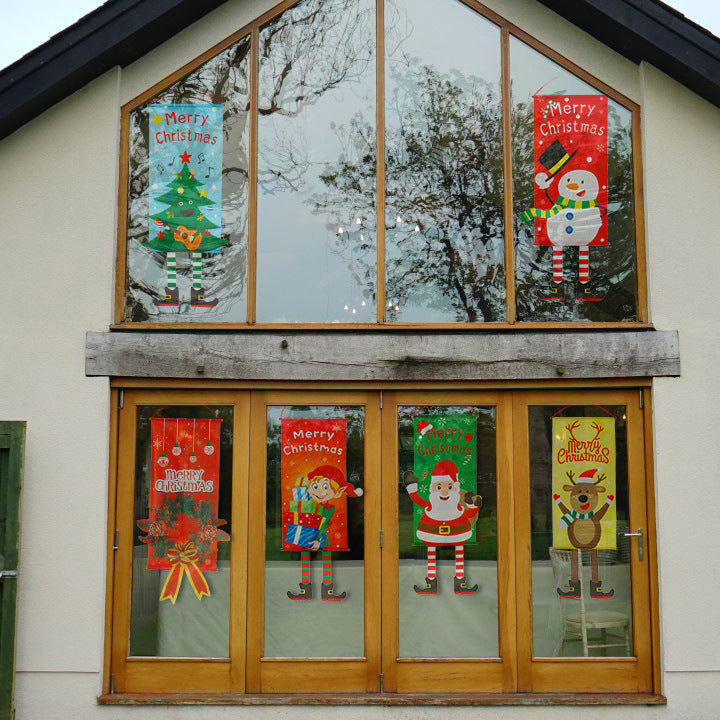 Merry Christmas Window Sign Banners Door Porch Fabric Flag Decor 115x40cm