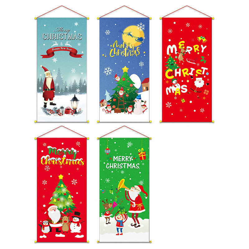 2 Packs Merry Christmas Window Sign Banners Door Porch Fabric Flag Decor 84x40cm