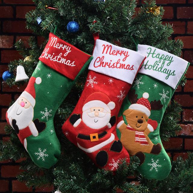 Christmas Stocking Candy Bag Large 18inch Hanging Stockings Xmas Tree Decor