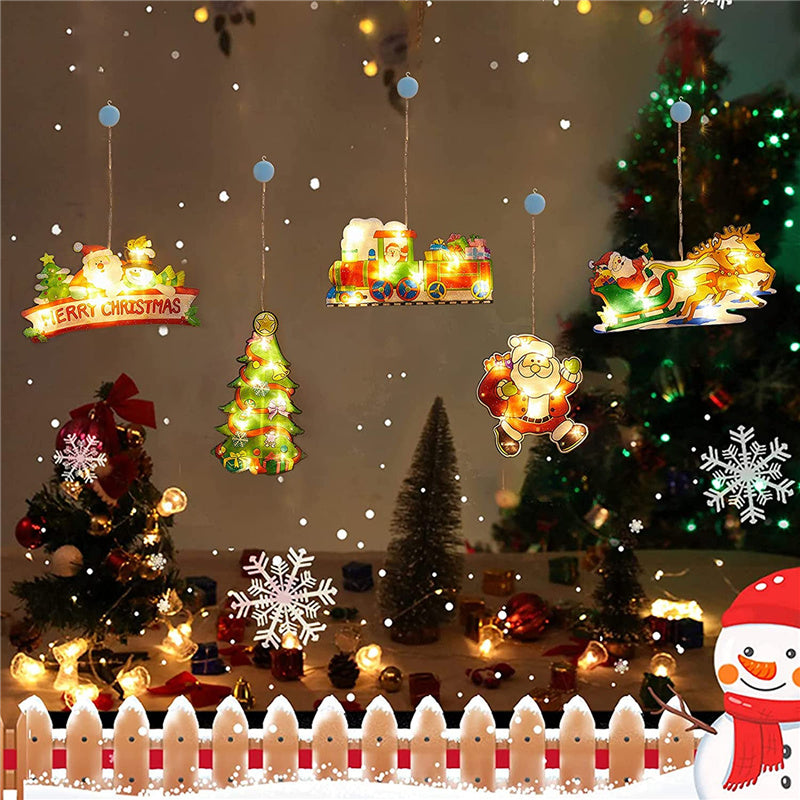 Christmas Sucker Window Decoration Hanging String Sticker Decor Ornament Lights