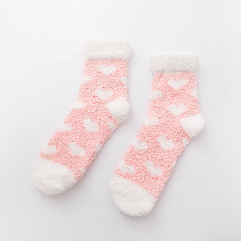 Colorful Warm Fuzzy Crew Cozy Plush Slipper Socks