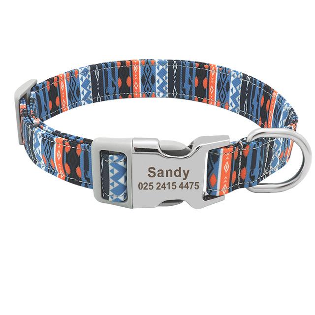 Customized Printed Nylon Dog Collar Personalzied Free Engraved Puppy ID Name