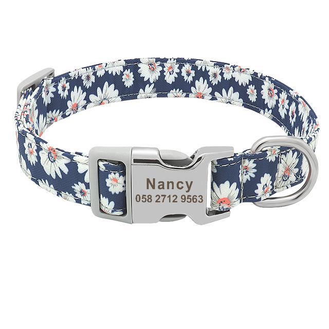 Customized Printed Nylon Dog Collar Personalzied Free Engraved Puppy ID Name